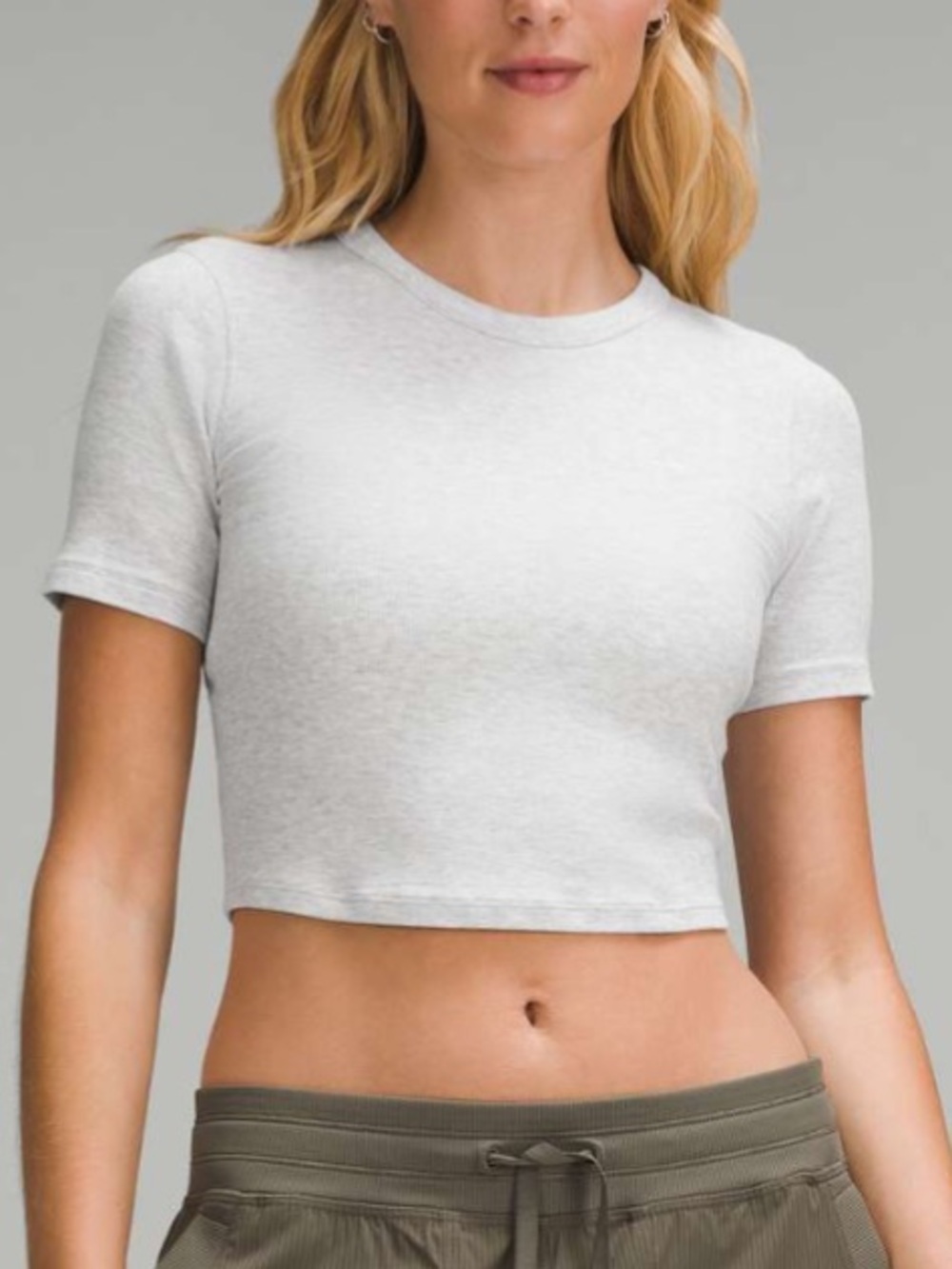 Lululemon Hold Tight Short Sleeve Crop T Light Grey